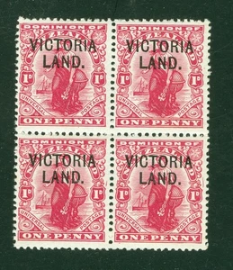 NEW ZEALAND VICTORIA LAND SG A2 OVERPRINT BLOCK OF 4 MNH F-VF - Picture 1 of 2