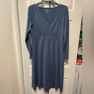 L.L. Bean Women's Long Sleeve V neck Blue Dress MEDIUM - Picture 1 of 6