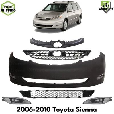 Front Bumper Cover Primed Plastic & Grille Assembly For 2006-2010 Toyota Sienna Foto 1 de 4
