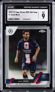2022 TOPPS CHROME UEFA CLUB COMPETITIONS #1 LIONEL MESSI CGC 9 - Picture 1 of 2