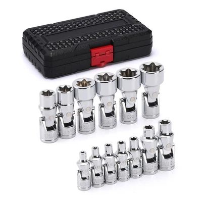 13-Piece Universal Joint Star Socket Set, 3/8" (E4-E8) & 1/4"(E10-E24) Drive ... - Image 1 of 4
