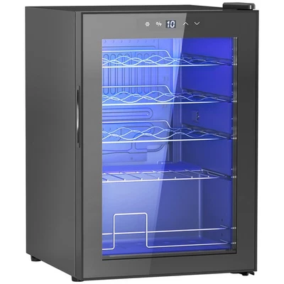 HOMCOM Cantinetta Vino Frigo per 20 Bottiglie 53L Porta in Vetro Anti-UV Nero - Immagine 1 di 4