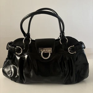 Salvatore Ferragamo Black Leather Handbag Bag - Picture 1 of 8