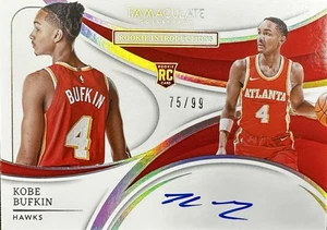 2023-24 Immaculate Kobe Bufkin RC introducción automática de novato/99 Atlanta Hawks - Imagen 1 de 2
