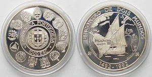 PORTUGAL 1000 escudos plata 1992 proof 1492-1992 Encuentro de dos mundos BARCO - Picture 1 of 1