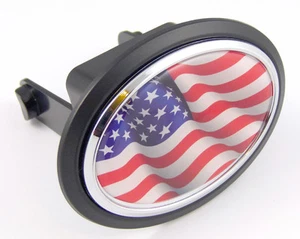 USA American states Flag Hitch Cover cap 2" receiver black with chrome & dome - Imagen 1 de 4