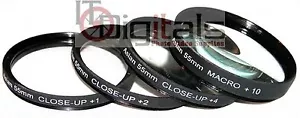 55mm +1 +2 +4 & MACRO +10 CLOSEUP LENS FILTER SET KIT 55 mm Asian - Picture 1 of 2