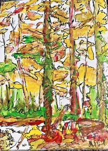 Fall Season in the Woods ACEO Original Landscape PAINTING Hand Painted by Artist - Picture 1 of 15