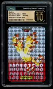 1996 Pokemon Bandai Carddass Moltres Red Card Prism Holo #146 CGC Pristine 10 - Picture 1 of 2