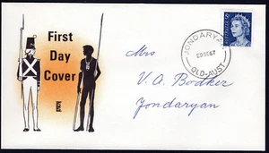 1967 Australia 5c Blue QEII Coil Stamp ESS Erskine FDC Cover JONDARYAN QLD CDS - Picture 1 of 1