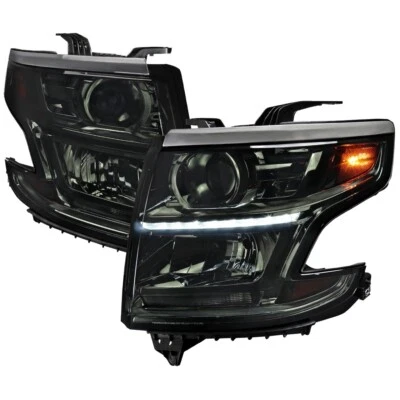 Smoked Projector Headlight w/LED DRL Strip for 15-20 Chevy Tahoe Suburban - Image 1 of 4
