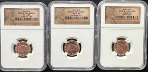 Lot of 3 2009 D 1C Lincoln Cents Birth & Childhood NGC MS 66 RD - Picture 1 of 2