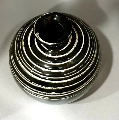 schwarze Vase Bodenvase Tisch Porzellan modern Deko schlicht edel Deko Geschenk - Bild 1 von 2