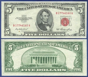 USA 1953 LEGAL TENDER $5 SCRACE "BA" BLOCK CHOICE UNC - Picture 1 of 1