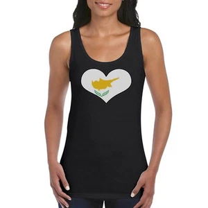 Cyprus Love Heart Flag Girls Women's Ladies Tank Top Vest T Shirt Black - Picture 1 of 2