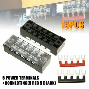 15x 5Positions Boat Marine RV Power Distribution Bus Bar Dual Row Terminal Block - Foto 1 di 8
