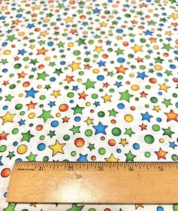 1YD Hoffman International Fabric Giggles 4349 Rainbow Space Cosmic Atomic Stars - Picture 1 of 6