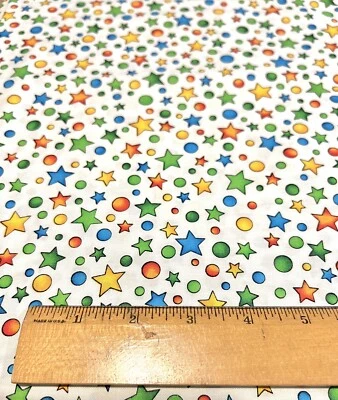 1YD Hoffman International Fabric Giggles 4349 Rainbow Space Cosmic Atomic Stars - Image 1 of 4