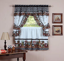 Mason Jars Cottage Style Kitchen Curtain Swag & Tiers Set - Assorted Sizes
