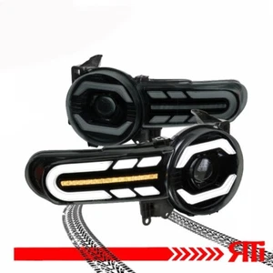 For 07-14 Toyota FJ Cruiser Smoked Single Projector Headlights LED DRL White - Picture 1 of 8