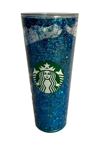 Starbucks 24 Oz Glitter Snow Globe Effect Cold Cup - Picture 1 of 9