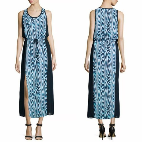 Maxi abito MICHAEL KORS blusa senza maniche con doppio spacco davanti donna taglia 10