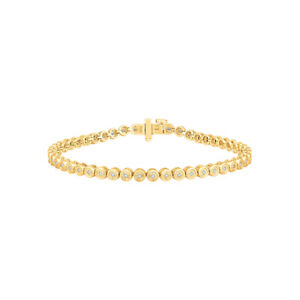 10k Yellow Gold Round Lab Grown Diamond Tennis Bracelet 7" for Women