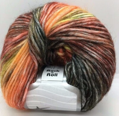 Rock & Roll 65849 Negro Rojo Naranja Amarillo Rayas Hielo Modal Mezcla Lana Hilo 50g Foto 1 de 4