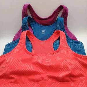 3er Pack Reebok Sport BH Damen M Racerback Logo sportlich rot blau lila - Bild 1 von 10