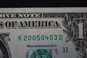 [APRIL 3, 2005] ONE DOLLAR FANCY BIRTHDAY NOTE  SN  K 20050403 D - Picture 1 of 3