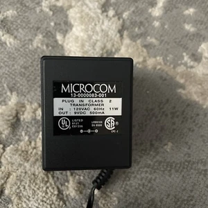 MICROCOM 9VDC AC ADAPTOR MODEL NO. 13-0000083-001 - Picture 1 of 3