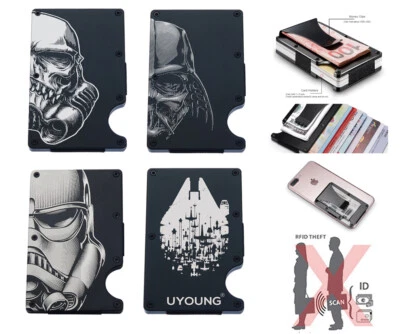 Star Wars Engraved Aluminum RFID Blocking Wallet Money Clip Credit Card Holder - Image 1 of 4