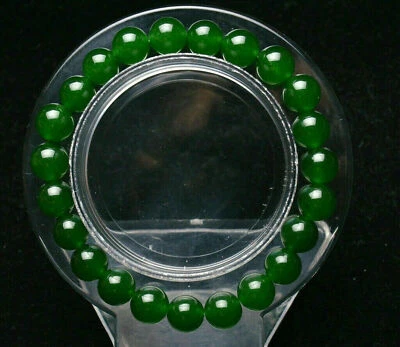 6/8/10/12/14mm Natürlich Nephrit Grün Jade Jadeit Edelstein Perlen Armband 7.5" - Bild 1 von 4