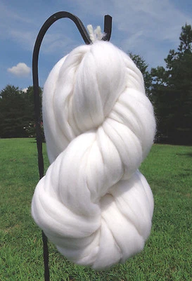 Bright White Wool Roving, Rove, Wool Rove, Spinning Wool, Felting Wool Fiber - Image 1 of 4