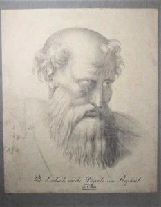 PIETRO LOMBARDO DISPUTA by RAPHAEL sign.: F. Elias Old Drawing Before 1900 - Picture 1 of 8