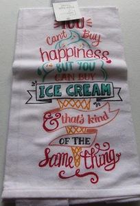 Asciugamano FULL UNCUT YOU CAN'T BUY HAPPY stampa cotone FLOURSACK 28X29 - Foto 1 di 1