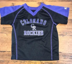 Colorado Rockies Black True Fan Baseball Athletic Shirt Jersey Youth Size 4 MLB - Picture 1 of 4