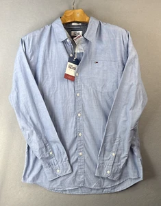Tommy Hilfiger camicia denim uomo taglia XL bottoni tasca collo largo blu nuova con etichetta - Foto 1 di 12