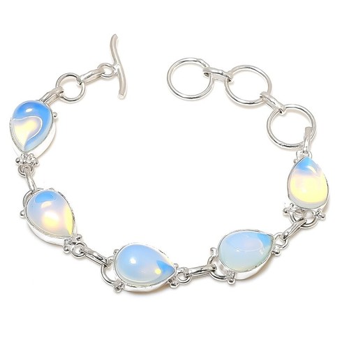 VALENTINO Bracciale gioiello in argento sterling 925 fatto a mano con pietre preziose opalite misura 7 8"