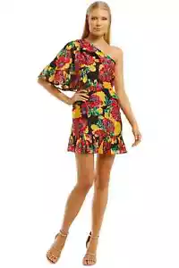 TALULAH Barcelona Bloom One Shoulder Mini Dress Size 6 AU RRP 350 WITH DEFECTS - Picture 1 of 8