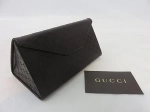 GUCCI Brown GG Logo Tri-Fold Sunglass Glasses Case Collapsible Italy COA - Picture 1 of 7