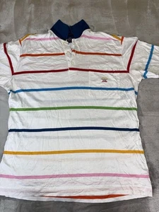 Paul & Shark Yachting Golf Polo Shirt Mens L White Multicolor Stripe Made Italy - Picture 1 of 23