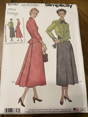 Traje Simplicity Pattern 8747 Ms DE COLECCIÓN AÑOS 50 - Chaqueta y Falda Talla 16-24 Foto 1 de 2