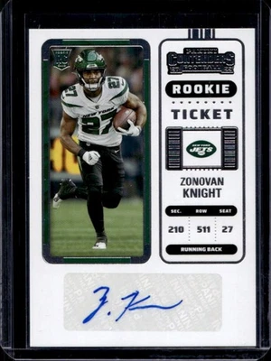 2022 Contenders Zonovan Knight Rookie RC Ticket Auto #179 Jets - Image 1 of 2