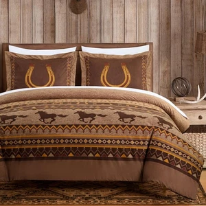 Maverick 7-Piece Queen Microsuede Bed in a Bag Comforter Set - Southwestern W... - Picture 1 of 9