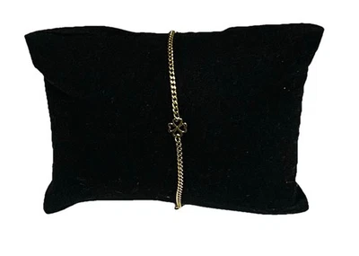 Modeschmuck Armband, Flachpanzer, vergoldet ,Kleeblatt, 20 cm lang, 1 mm breit. - Bild 1 von 2