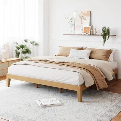 12 Inch Wood Platform Bed Frame，Sturdy King Size Bed Frame with Wood Slat Sup... - Image 1 of 4