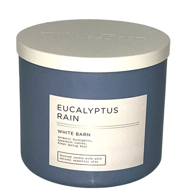BATH & BODY WORKS EUCALIPTO LLUVIA PERFUMADA 3 MECHAS 14,5 OZ VELA GRANDE LLENA NUEVA Foto 1 de 4