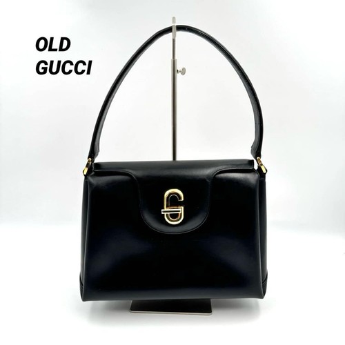 Rara VECCHIA BORSA FORMALE GUCCI nera chiusura a giro in pelle