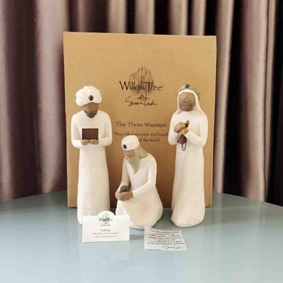 Three Wisemen Willow Tree Nativity Scene Figurines, sculpted hand-painted